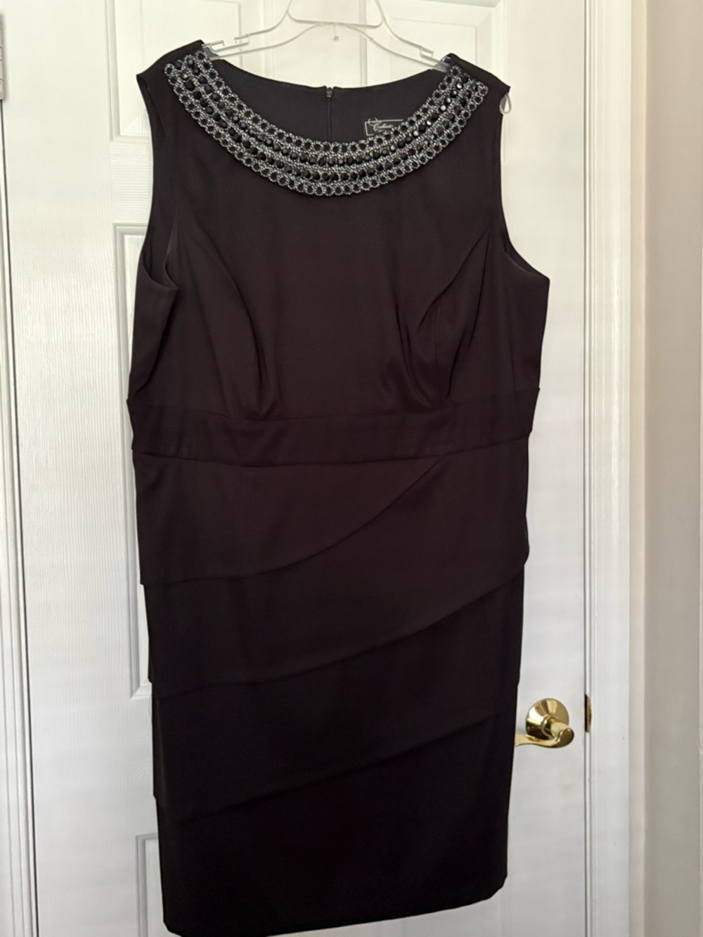 Dress Barn Black Sleeveless Beaded-Neck Sheath Dress